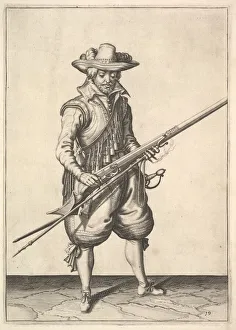 Ammunition Collection: A soldier shaking the powder from the top of the pan, from the Musketeers series
