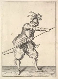 Arm Movement Gallery: A soldier sliding his right hand along the training-pike, from the Lansquenets series