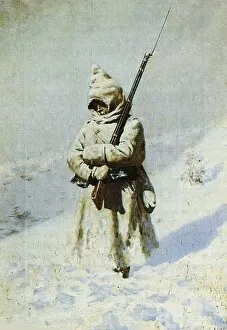 Russo Turkish War Collection: Soldier in the snow (All quiet on the Shipka Pass)