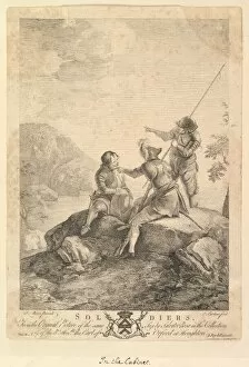 Boydell Gallery: Three Soldiers, 1766-67. Creator: Richard Earlom