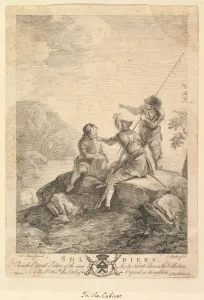Boydell Gallery: Three Soldiers, 1766-67. Creator: Richard Earlom