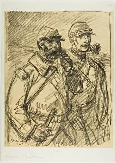 Two Soldiers, 1915. Creator: Theophile Alexandre Steinlen