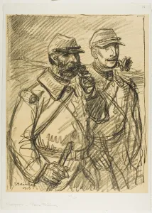 Holding In Mouth Prints: Two Soldiers, 1915. Creator: Theophile Alexandre Steinlen