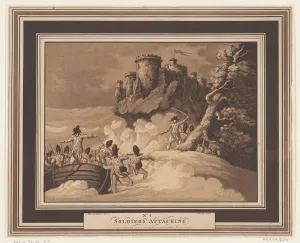 Ackermann R Collection: Soldiers Attacking, April 1, 1798. Creator: Heinrich Schutz