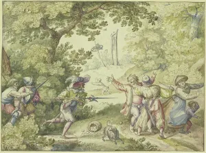 Punishment Prints: Four soldiers attacking peasants going to market