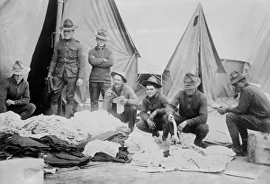 Army Camp Prints: Soldiers at Camp Cotton, Texas border, between c1910 and c1915. Creator: Bain News Service