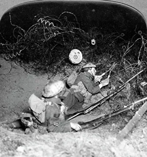 Pas De Calais Prints: Soldiers cutting through barbed wire defences