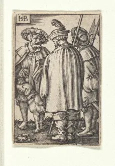 Hans Sebald 1500 1550 Prints: Three soldiers and a dog. Creator: Beham, Hans Sebald (1500-1550)