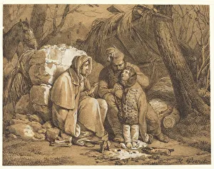 Emile John Horace Vernet Prints: Soldier's Family Encamped, c. 1818. Creator: Emile Jean-Horace Vernet
