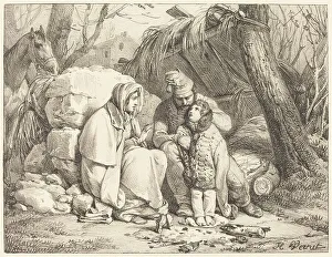Emile John Horace Vernet Prints: Soldier's Family Encamped, c. 1818. Creator: Emile Jean-Horace Vernet