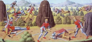 Casque Prints: Soldiers fighting on a battlefield, 1475. Creator: Unknown