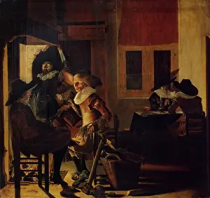 Shadow Prints: Soldiers Beside a Fireplace, 1633. Creator: Willem Cornelisz Duyster