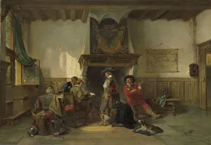 Chimneypiece Prints: Soldiers in a Guardsroom, 1865-1867. Creator: Herman Frederik Carel Ten Kate
