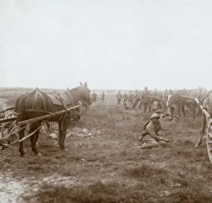 Machine Gunner Prints: Soldiers and horse-drawn artillery, c1914-c1918
