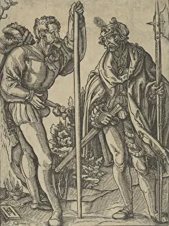 Images Dated 3rd December 2020: Two Soldiers with Lance and Halberd Conversing, ca. 1515