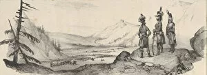 Adam Victor Gallery: Three soldiers in a landscape, mid-19th century. Creator: Victor Adam