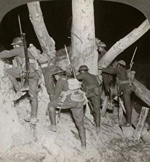 Images Dated 9th April 2009: Soldiers leaving a trench for a night raid at Messines, Belgium, World War I