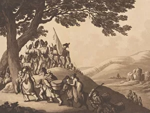 Ackermann R Collection: Soldiers Marching, April 1, 1798. Creator: Heinrich Schutz