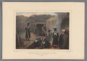 Raffet Denis Auguste Marie Prints: Soldiers at a mineshaft, 1832, (1833). Creator: Auguste Raffet