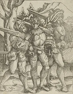 Hans Schäufelein Prints: Three Soldiers with Muskets, ca. 1511-15. Creator: Hans Schaufelein the Elder