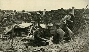 Western Front Gallery: Soldiers playing cards in the trenches, First World War, c1916, (c1920). Creator: Unknown