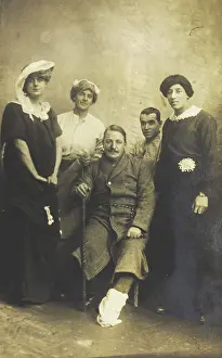 Cross Dressing Prints: Four soldiers posing, three in drag