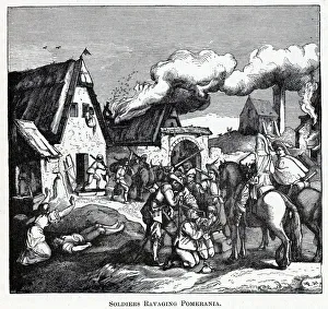 Pomerania Prints: Soldiers Ravaging Pomerania, 1882. Artist: Anonymous