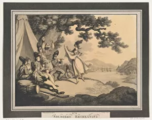 Rudolph Ackermann Collection: Soldiers Recreating, April 1, 1798. Creator: Heinrich Schutz
