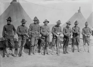 Group Of Men Prints: Soldiers at Texas City, between c1910 and c1915. Creator: Bain News Service