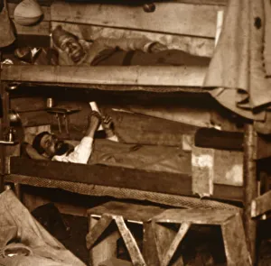 Bunk Prints: Soldiers in wooden bunks, c1914-c1918