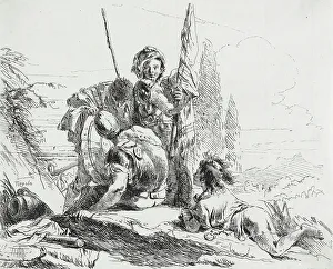 Tiepoli Giovanni Battista Prints: Three Soldiers and a Youth, c1741-1742. Creator: Giovanni Battista Tiepolo