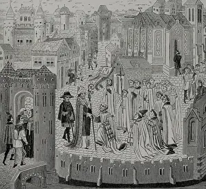 Jean Prints: Solemn reception of a bishop, 1446-48, (1877). Creator: Unknown