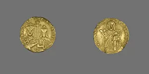 Byzantine Empire Collection: Solidus (Coin) of Basil I with Christ Enthroned, 868-870. Creator: Unknown