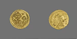Byzantine Empire Collection: Solidus (Coin) Portraying Heraclius and His Son Heraclius Constantine, 613-616. Creator: Unknown