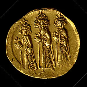 Solidus of Heraclius, Heraclius Constantine, and Heraclonas, Byzantine, 638-641