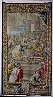 Solomon Collection: Solomon anointed as king of Israel, tapestry made ??by the Royal Tapestry Factory