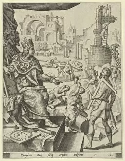 Solomon Collection: Solomon Building the Temple, from The Story of Solomon, 1554. Creator: After Maarten van Heemskerck