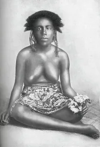 Earring Prints: A Solomon Island woman in native dress, 1902
