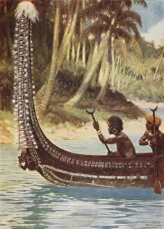 Paddling Gallery: A Solomon Islands Canoe, 1923. Creator: Unknown