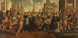 Scorelius Jan Van Prints: Solomon and the Queen of Sheba, c.1540-c.1545. Creator: Circle of Jan van Scorel