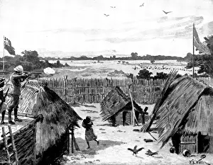 Africans Prints: Somali attack on an East African mission station, 1895. Creator: George Meisenbach