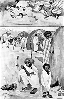 Display Prints: Somaliland at the Crystal Palace: inside the Somali Kraal, 1895. Creator: Andre & Sleigh