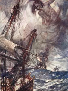 Choppy Prints: The Song of the Sou Wester, illustration from Drakes Drum and Other Songs of the Sea, 1905