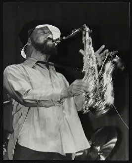 Sonny Rollins playing tenor saxophone at Wembley Conference Centre, London, 1979