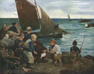 Lobster Pot Prints: Sons of the Sea, c1912, (c1930). Creator: John Robertson Reid