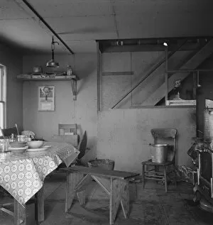 Crockery Gallery: Soper kitchen, unfinished, Willow Creek area, Mulheur County, Oregon, 1939. Creator: Dorothea Lange