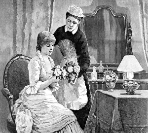 Maid Prints: Sophy took the flowers and...with neat-handed skill