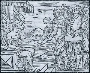 Sorcerers paying homage to the devil, 1608. Creator: Unknown