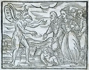 Claw Prints: Sorcerers presenting a child to the devil, 1608. Creator: Unknown