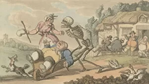 Wheelbarrow Gallery: The Sot (The English Dance of Death, plate 12), July 1814. Creator: Thomas Rowlandson